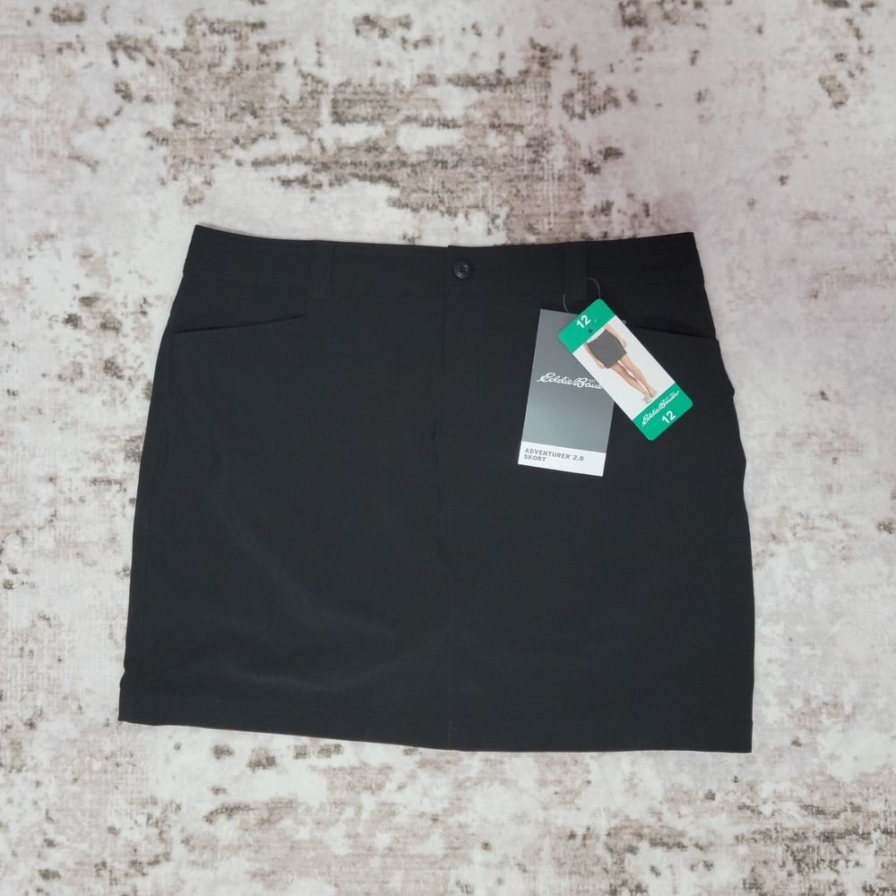 Eddie Bauer Adventurer 2.0 Skort Women 12 Golf Pockets Outdoors Hiking Black NWT